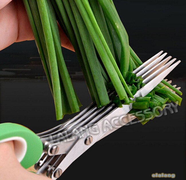 1pc Stainless Steel Scissors /5 Layer Scissors Multifunctional Onion Noodles Laver Broken Kitchen Scissors