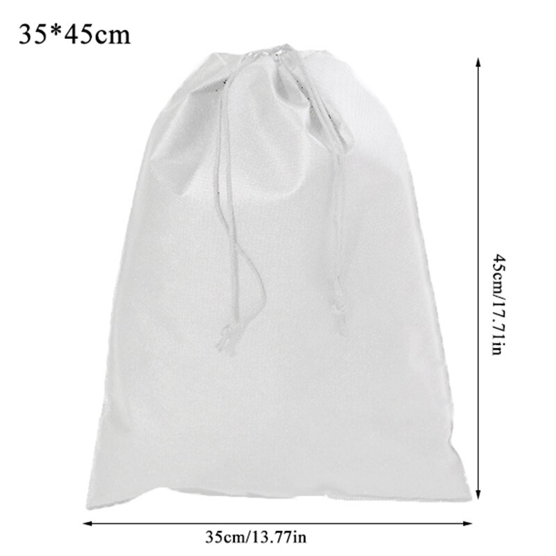 Non-Woven Fabric Drawstring Bags Home Laundry Shoe Travel Portable Pouch Drawstring Tote Bag Organizer: white 35x45cm