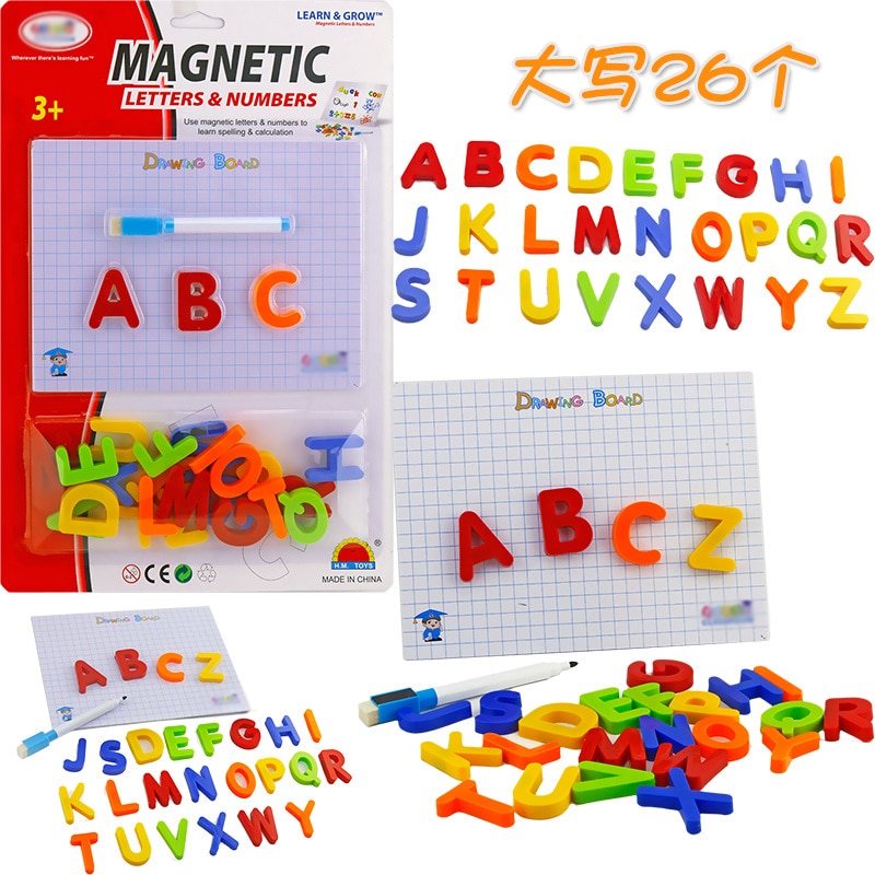 Early Learning Kleurrijke Magnetische Onderwijs Letters Cijfers Magneten Alfabet Met Pen Tekentafel Voor Kinderen 1 Set