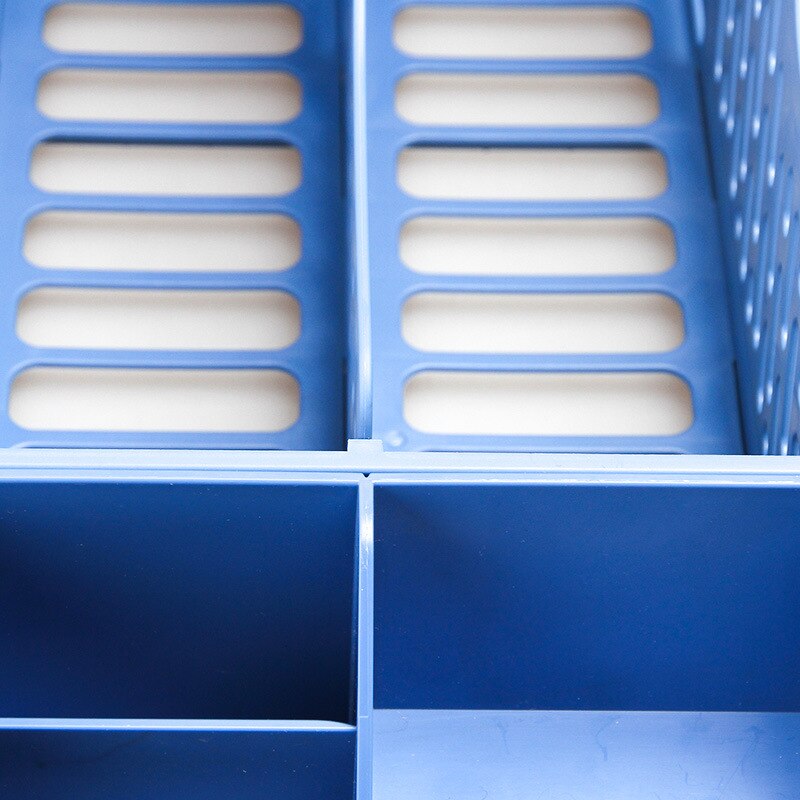 Deli Shelf Four-link Document Column Data Shelf with Pen Tube Office Receiving Box Basket Paper Book Desk Organizer File Tray