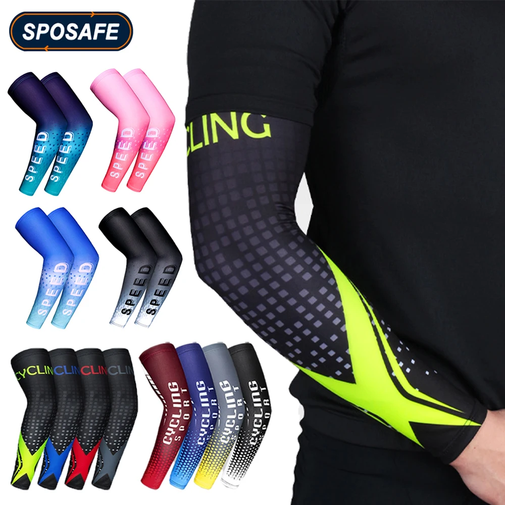 1 Paar Sport Fietsen Armmouwen Anti-Uv Zonwering UPFArm Compressiehoes voor Hardlopen Basketbal Voetbal Vissen