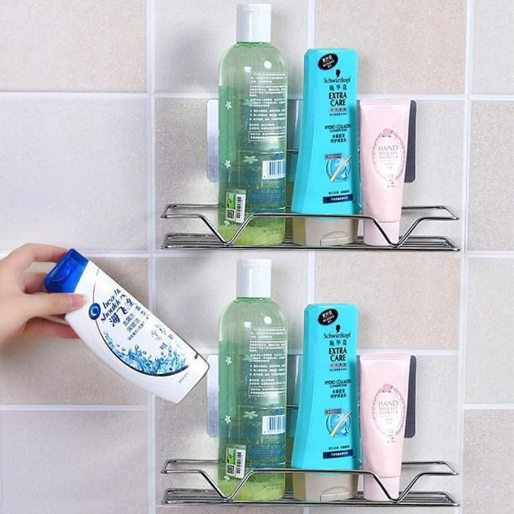 Badeværelseshylde hjørne opbevaringsstativ organizer brusevægshylde med sugekop køkken badeværelseshylder