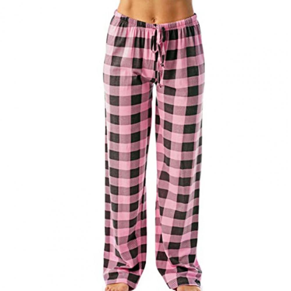 Unisex Casual Plaid Pants Loose Sport Plaid Pajama Pants Trousers Casual Harem Piżama Męska Men Streetwear Pants: Pink / L
