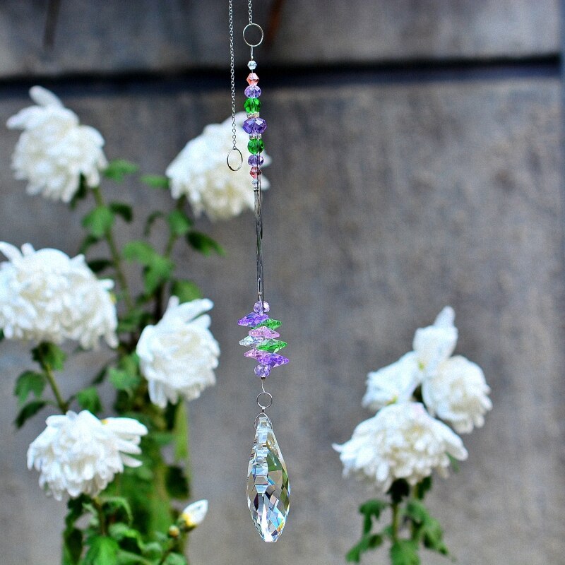 KAINAI-atrapasol colgante de cristal para jardín, prismas de cristal, adorno de arcoíris, joya de mariposa, ventana, decoración de jardín, fengshui,