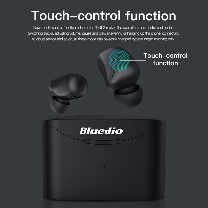 Bluedio T-Elf 2 Tws Bluetooth Sport Draadloze Koptelefoon In Ear Bluetooth Headset Met Opladen Doos Microfoon Voor Muziek gym