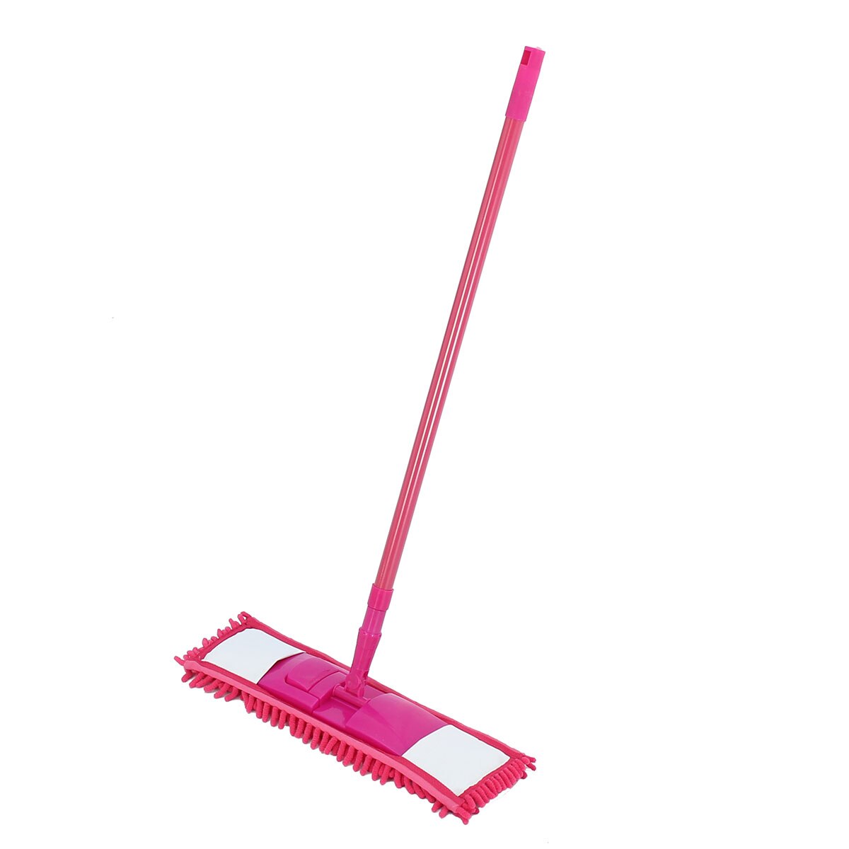 Soft Bristle Rubber Broom Sweeper Dry and Wet Cleaning Sweeper With Telescopic Handle Extendable Microfibre Floor Mop: Rose Red