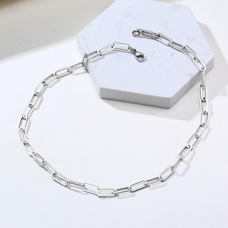 MÄNNER ALTA ERFASSEN CHARME HALSKETTE EDELSTAHL RECHTECK PAPIER Clip Verknüpfung LICHT MASCHINE KETTE Halsband HERREN SCHMUCK 20 Zoll