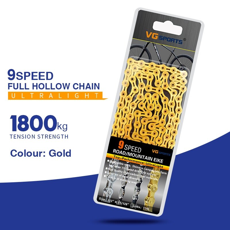 Fahrrad Kette 8 9 10 11 Geschwindigkeit MTB Rennrad Halb/Voll Hohl Kette Silber Gold Regenbogen Ketten für shimano SRAM Campanolo System: X9SLR Gold