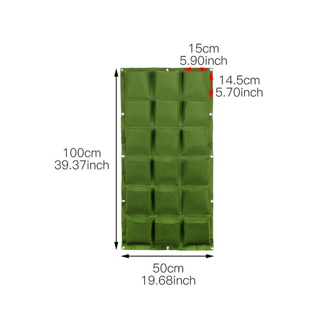 Wall Hanging Planting Bags 18/36/49/72 Pockets Green Grow Bag Planter Vertical Garden Vegetable Living Garden Bag Flowers Supply: 18 grid green