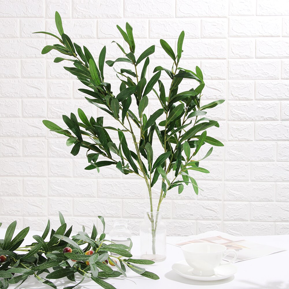1pc 70cm folha de simulação de ramos de oliveira artificial com fruto de oliveira verde planta casa casamento ramo grinaldas decoração suprimentos