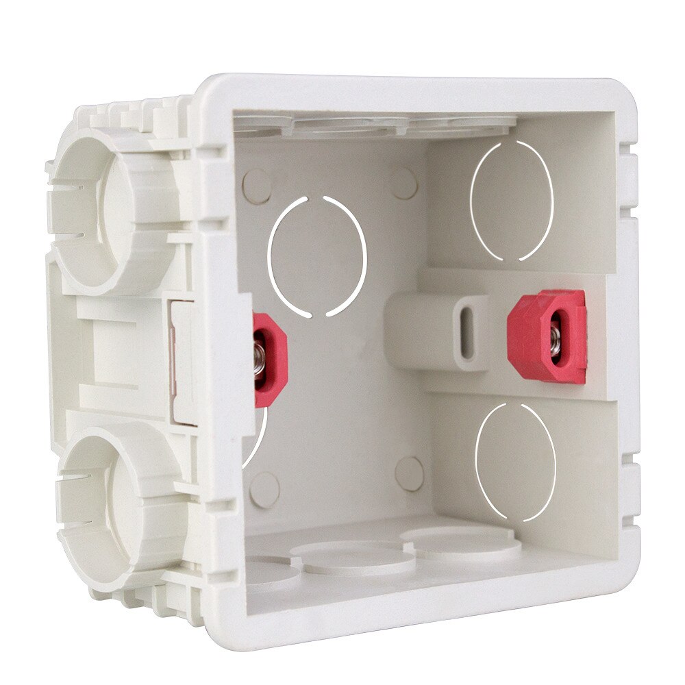 Caja de cableado para interruptor de pared, caja de enchufe blanco/rojo para 86mm x 86mm, estándar, 1 unidad