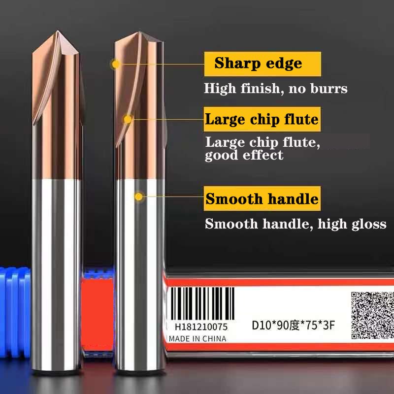 HRC55 Chamfer Milling Cutter Carbide Corner Countersink Chamfering Mill Deburring Edges V Grove Router 60 90 120 Degree 3 Flutes