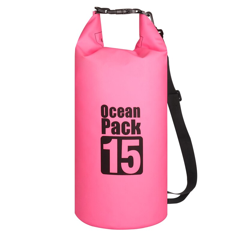 15L bolsa seca impermeable bolsa paquete rollo de compresión superior para nadar al aire libre kayak Canoeing río Trekking bote: 15L Rose