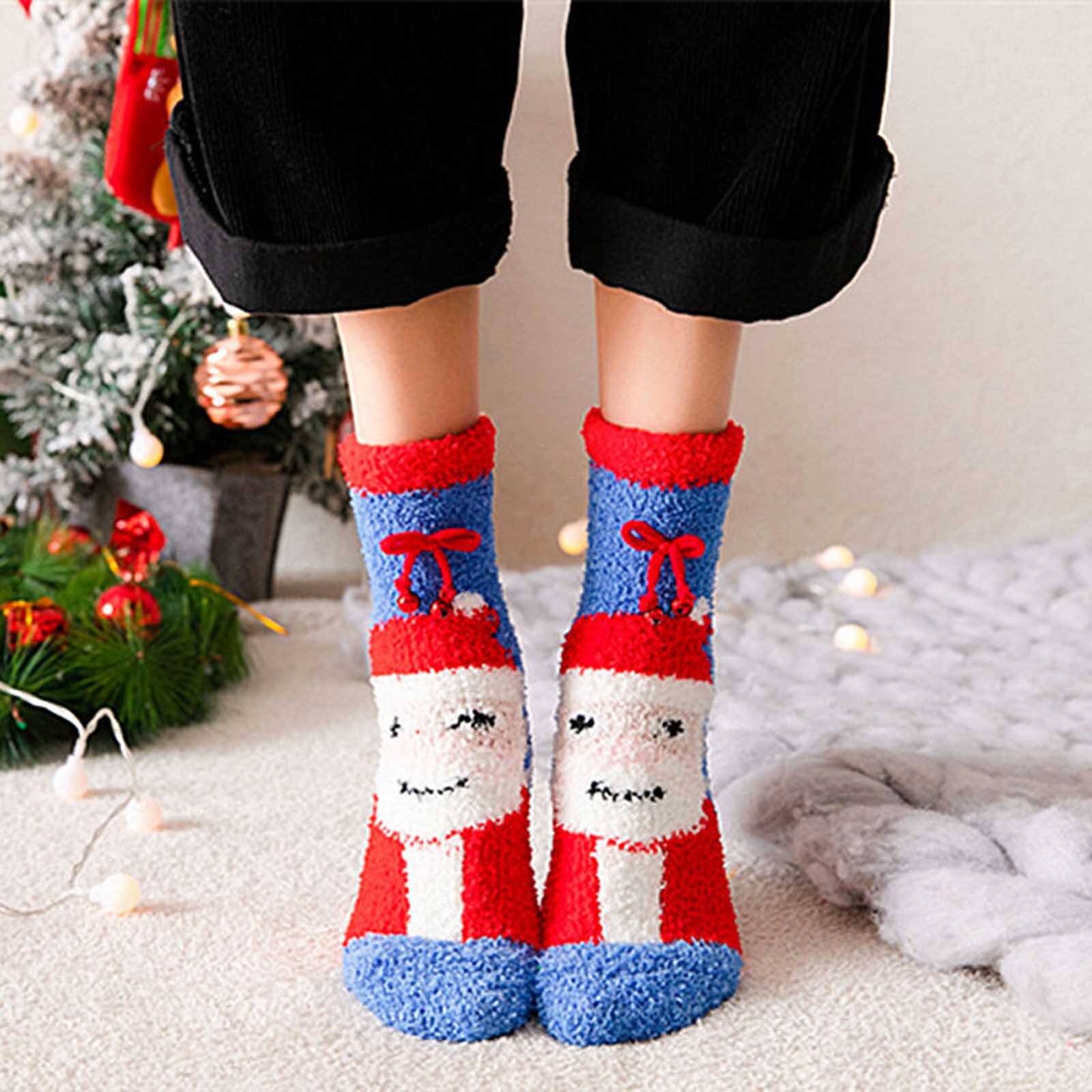 The носки kvinnesokker voksen juletrykk plysj fortykning mellom tude sokker hjemmestrømper носки