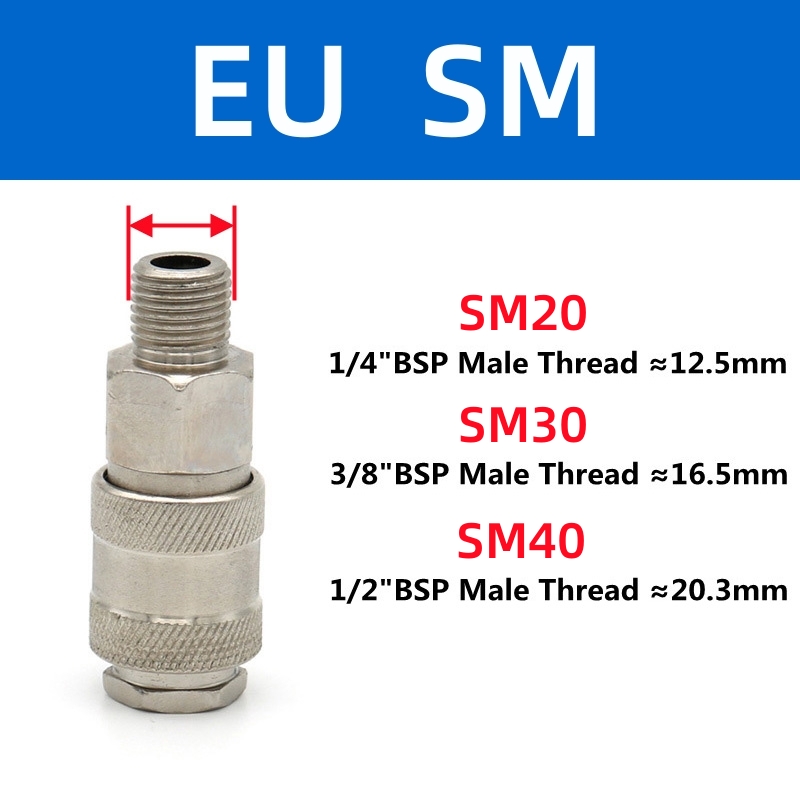 Raccord pneumatique de Type ue, norme européenne 1/4 3/8 1/2, connecteur fileté mâle à dégagement rapide, coupleur pour compresseur d'air: Transparent / 1/2"