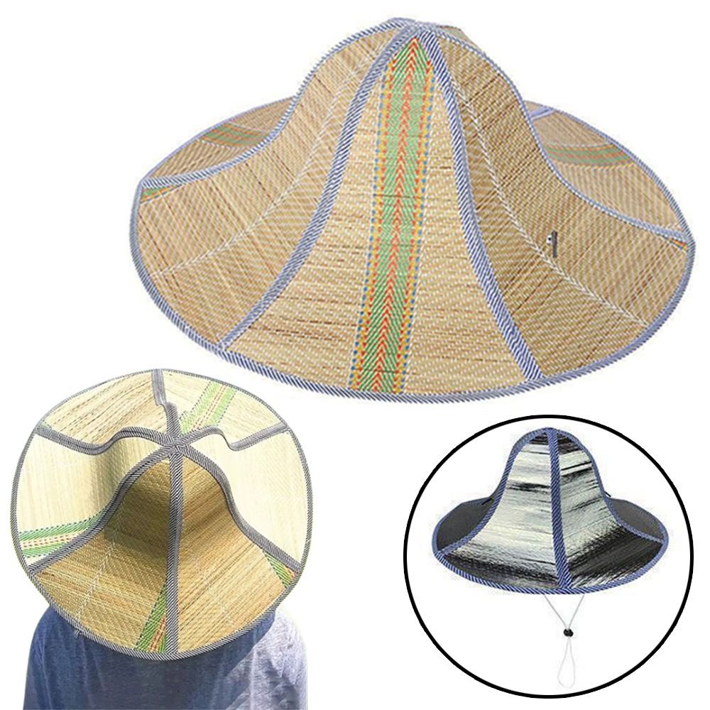 2 pçs dupla face dobrável palha chapéu de sol ajustável respirável pesca pára-sol bonés moda leve chapéu de proteção uv