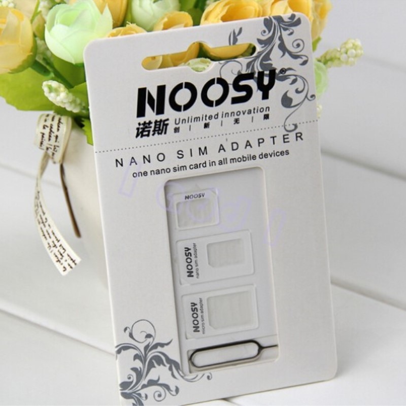 Hoqueen 50 set Noosy Nano Sim-kaart Micro Sim-kaart om Standaard Adapter adapter Converter Set Voor Mobiele Telefoon met Eject Pin Key