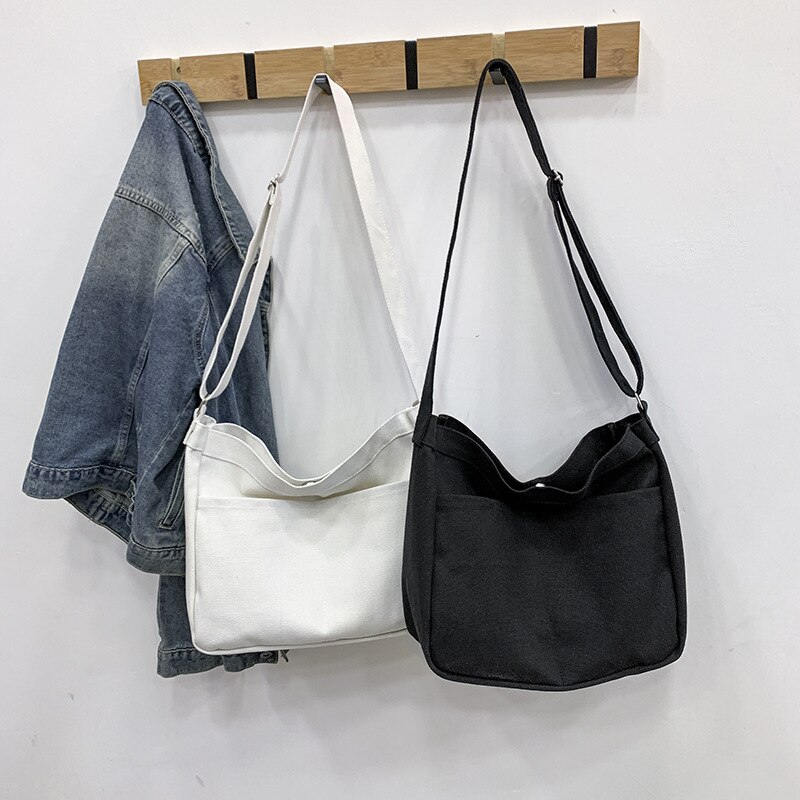 Ins canvas tas harajuku ulzzang japanse schoudertas eenvoudige effen kleur koeriersdoek en een generatie van vet