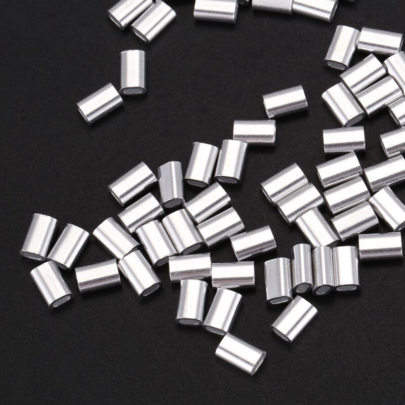 250pcs Wire Rope Aluminum Ferrule Cable Ties Crimp Wire Rope Chuck Jacket- 200pcs M1.5 & 50Pcs for m Wire Rope