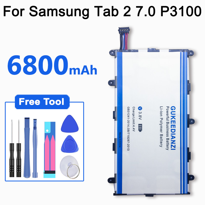 GUKEEDIANZI Tablet Li-Ion Polymer Vervangende Batterij SP4960C3B 6800mAh Voor Samsung GALAXY Tab 2 7.0 GT P3100 P3110 P3113 P6200