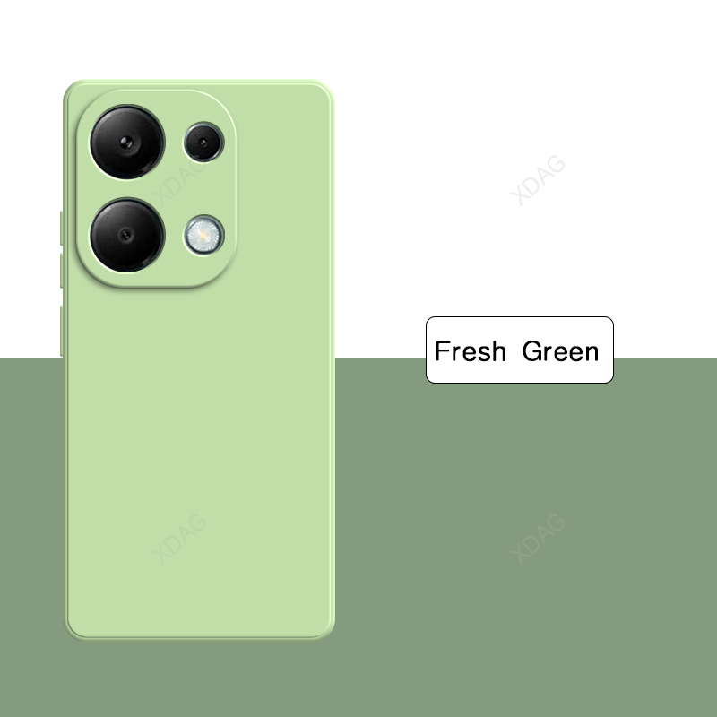 Capa de telefone de silicone líquido para xiaomi redmi note13 note 13 pro 13pro 4g 6.67 "alta qualidade macio original quadrado capa traseira escudo: green