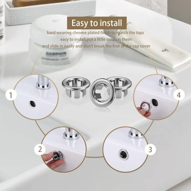 4 Uds cocina baño lavabo Circular desbordamiento cubierta de drenaje decoración bañera fregadero agujero desbordamiento hueco lavabo desbordamiento