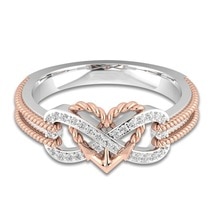 Marcatsa Anker Touw Brief 8 Verlovingsring Dubbele Kleur hartvormige Infinity AAA Zirconia Trouwringen voor Vrouwen