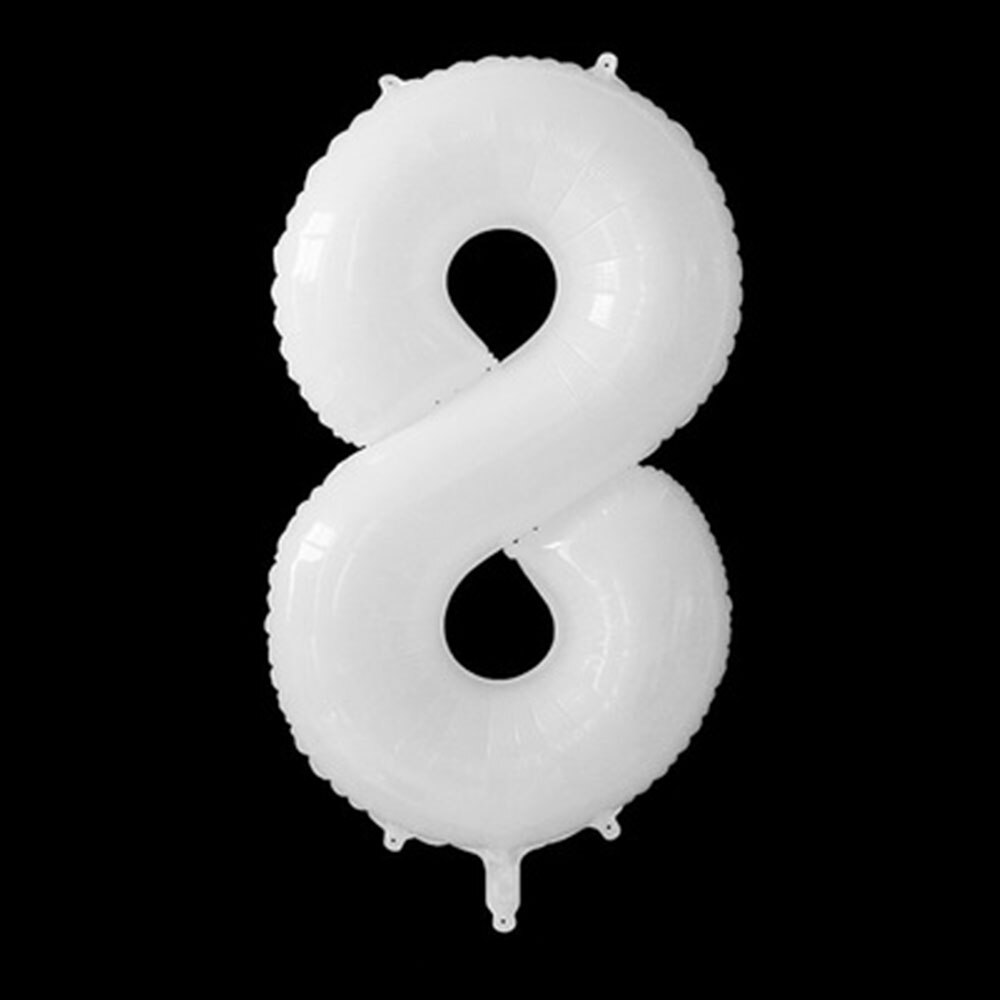 40 tommer store hvite tall ballonger 0 1 2 3 4 5 6 7 8 9 folieballong bursdagsfest dekorasjoner figurer globos baby shower dekors: Nummer 8