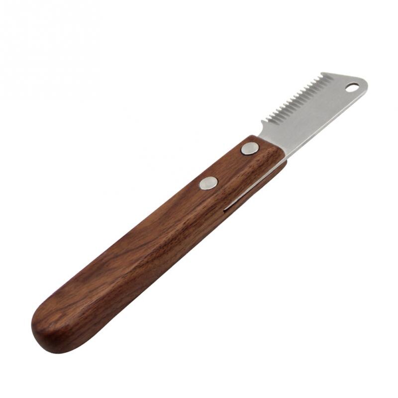 Home Ergonomic Knife Steel Blades Wooden Handle Pet Hair Removal Cat ...