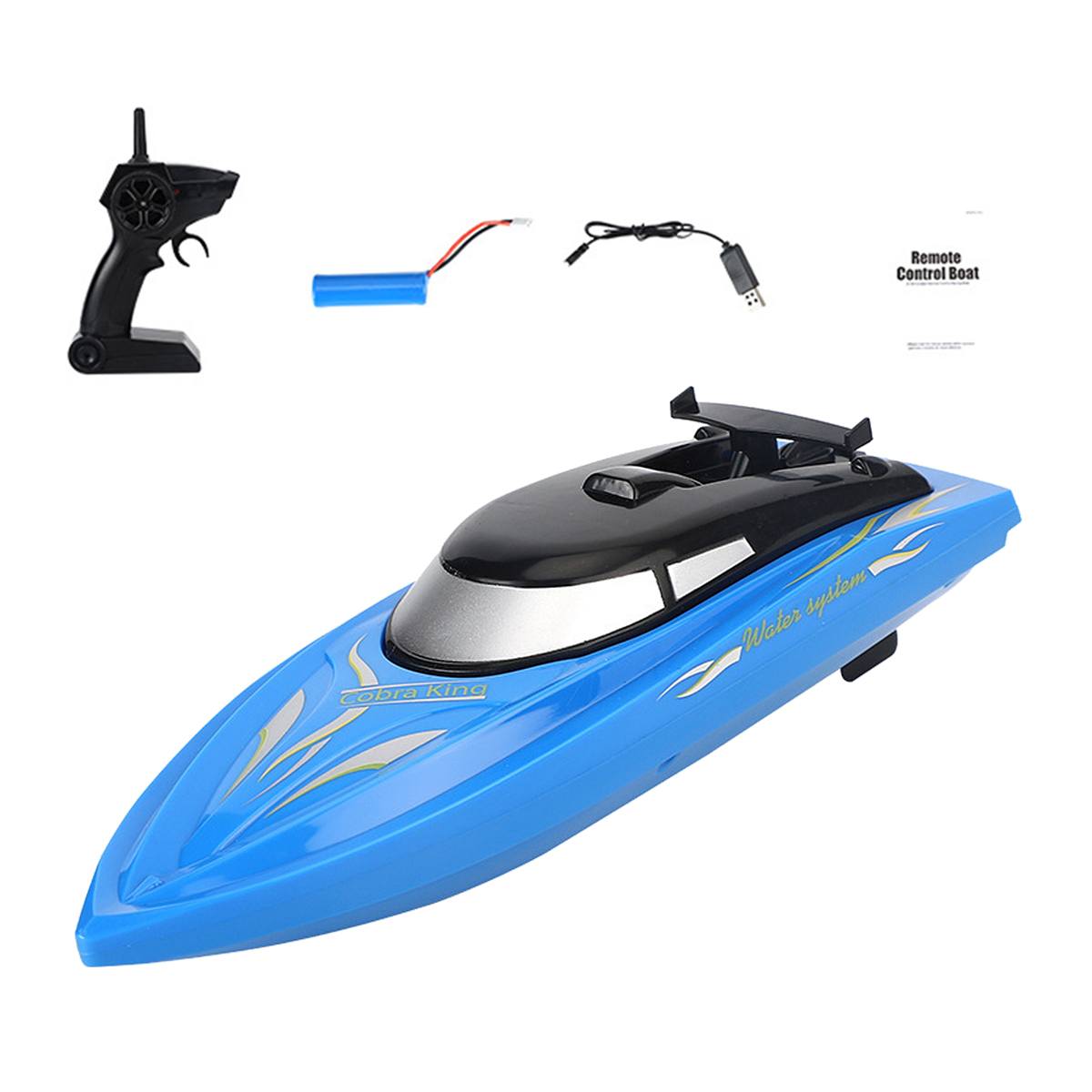 Jjrc 2.4G 48 Km/h Elektrische Racing Rc Boot Afstandsbediening Hoge Snelheid Kids Kind Speelgoed Water Sport radio-Controlled Boot: Blue
