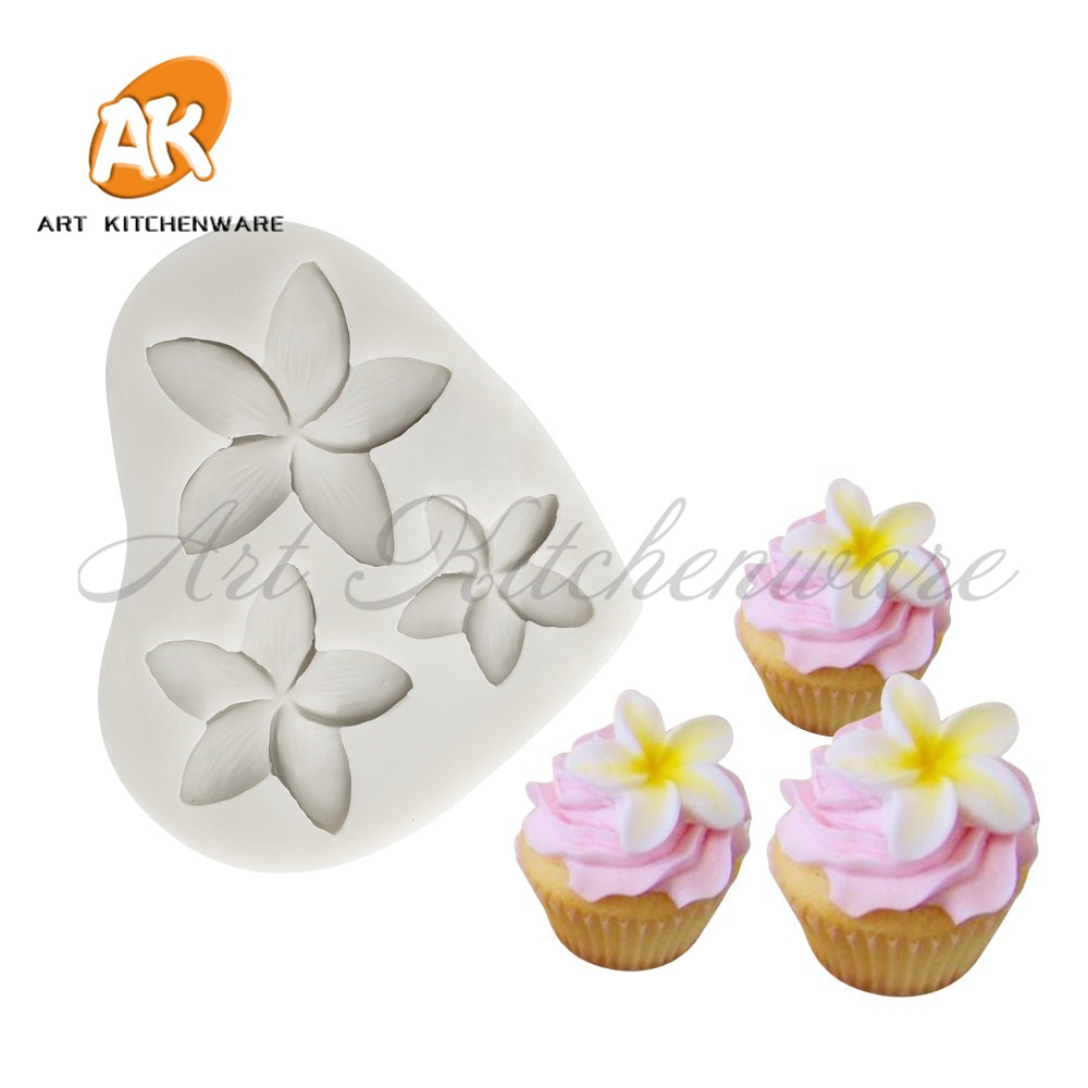 3 pcs Frangipani Silicone Mold Cake Decorating Fondant Cake Chocolade Klei DIY Decorating Tool Sugarcraft Cakevorm