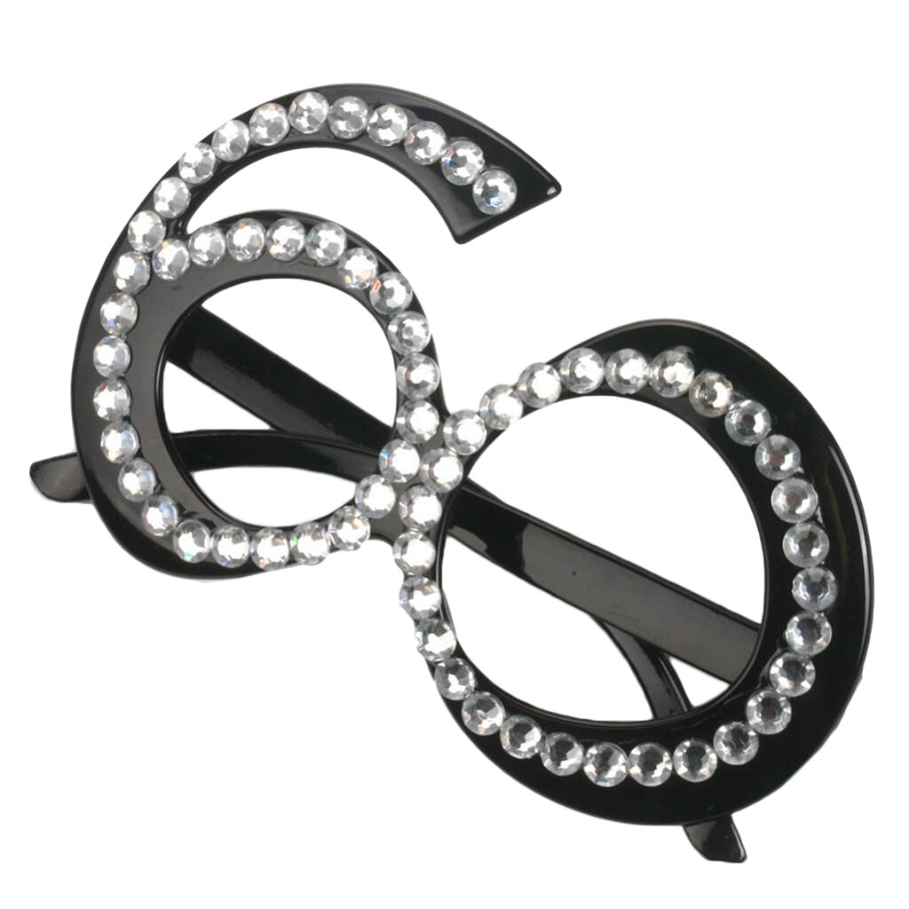 30th 40th 50th 60th Grappige Glitter Diamante Verjaardagsfeestje Bril Plastic Frame Eyewear Accessoires: Black 60