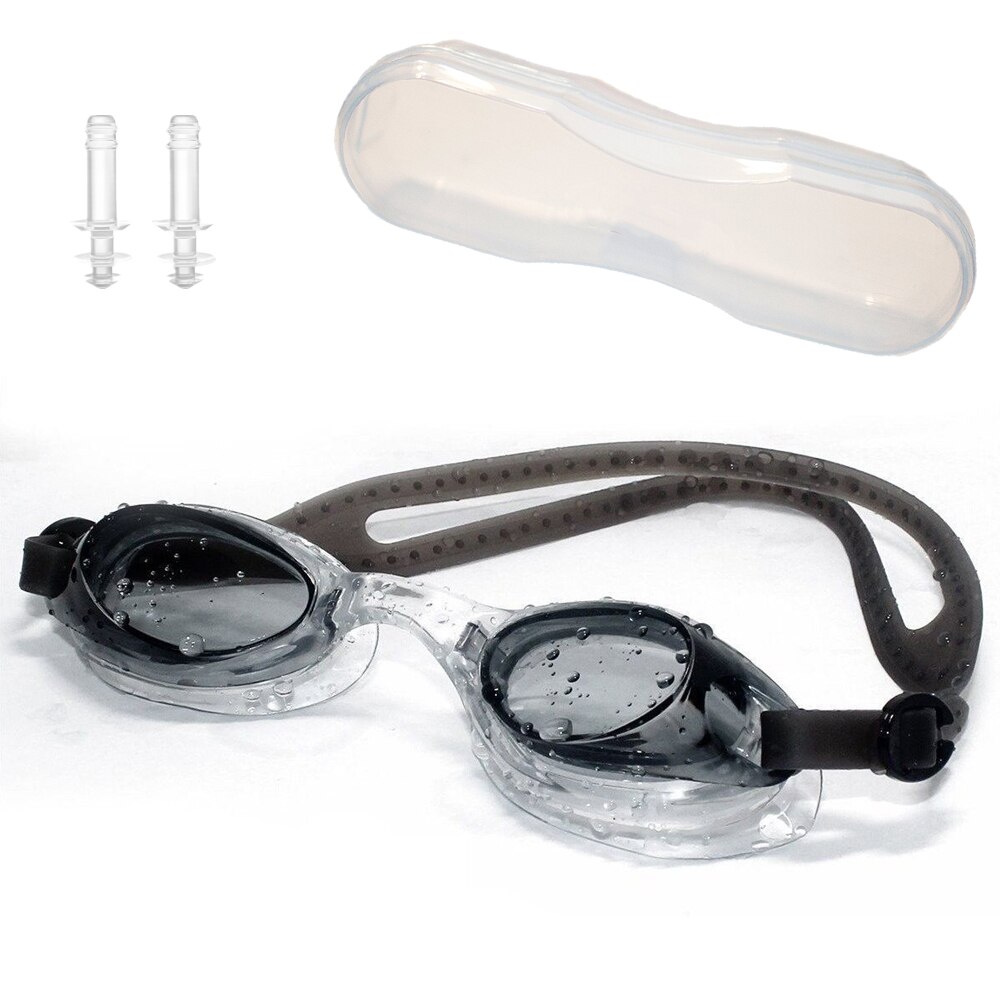 Spejling beskyttelsesbriller svøm briller svømmebriller badetøj briller beskyttelsesbriller børn børn justerbar uv-skjold anti tåge med kasse: Sort