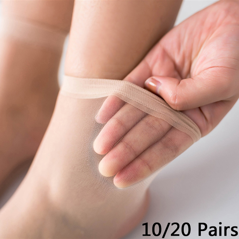 Chaussettes en Nylon pour femmes et filles, 40 pièces = 20 paires/lot, 0.15 usd/paire, Style d'été, Cool, respirant, Sexy, à peau noire, couleur Pure, offre spéciale
