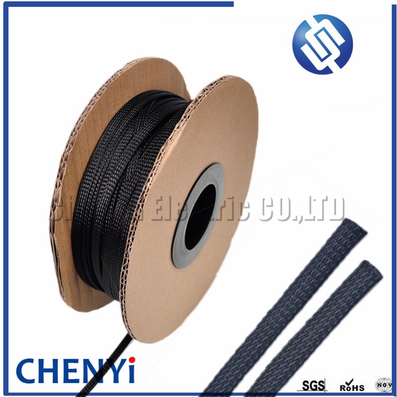 10M Breedte 4/6/8/10/12/14 Mm Kabel Mouw Zwarte Draad Bescherming huisdier Nylon Kabel Mouwen Draad Kabel Gevlochten Kabel Mouwen