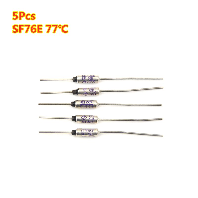 5/10Pcs 250V 10A SF76E/SF119E/SF129E/SF139E/SF188E Thermische Zekering Thermische Cutoffs 77/121/133/142/192/240 ℃ Graden Temperatuur Zekering: SF76E 77 Degree