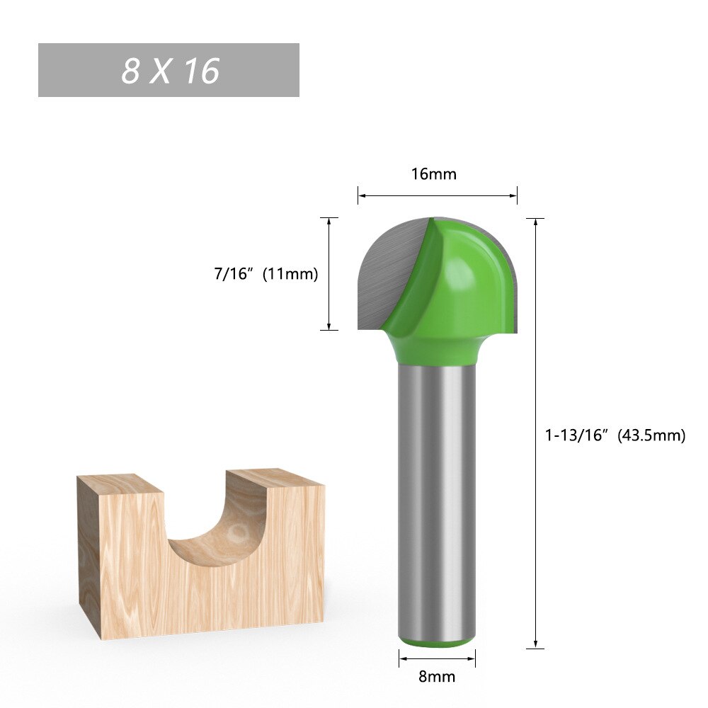 8mm Shank Ball Nose End Mill Round Nose Cove CNC Milling Cutter Bit Radius Core Box Solid Carbide Router Bit Woodworking Tools: 8X16mm