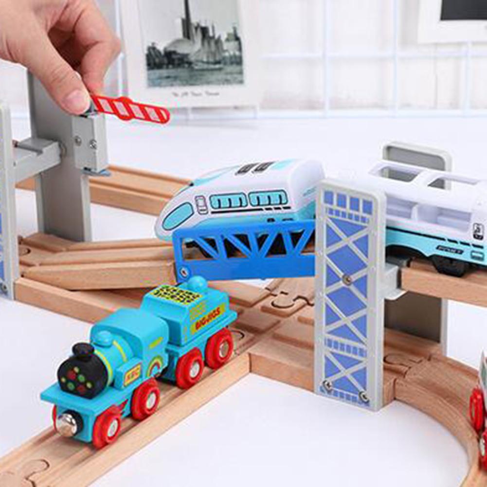 Wooden Double Deck Bridge Overpass Toy DIY Train Tracks Railway Scene Accessory