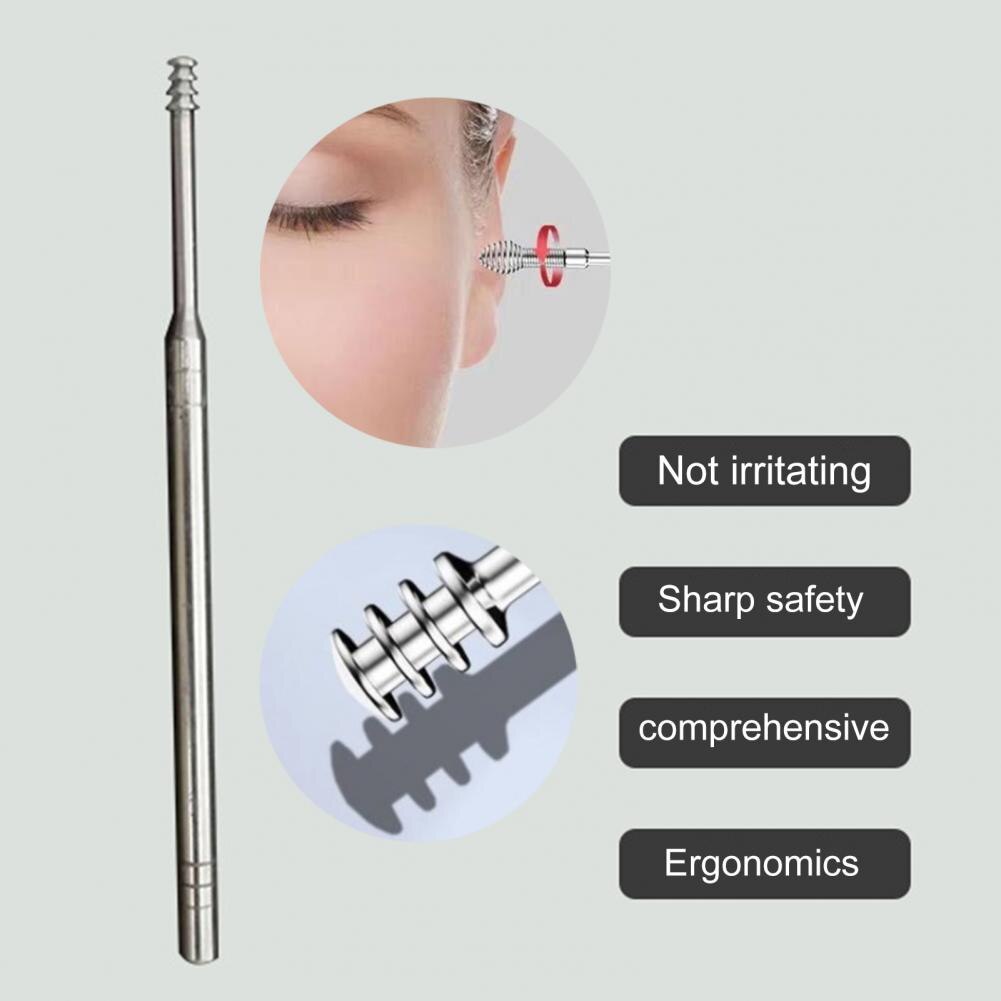 Dissolvant de cérumen, nettoyeur d'oreille, outil d'élimination de la cire, cure-oreille Anti-poussière, accessoire Grisp confortable, outil de bâton de nettoyage des oreilles à ressort