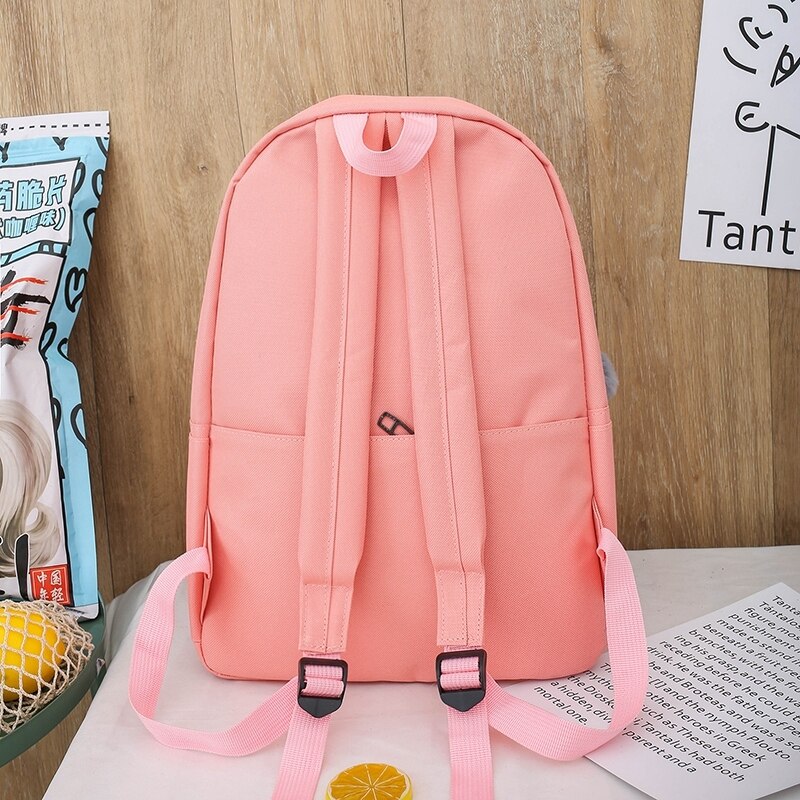 4 pcs sets Casual Backpacks Cute Canvas School Bags For Teenage Girls Women Backpack Anti-theft Laptop Shoulder Bags Mochilas