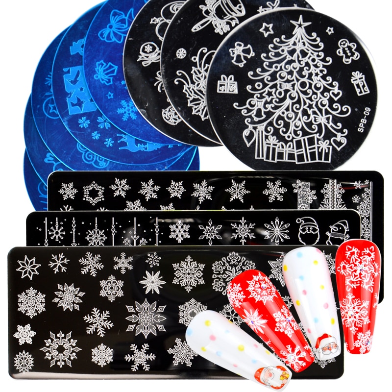 Nail Art Stamping Plate Flower Animal Lace Year Merry Christmas Nail Template Stamp Image Manicure Stencil