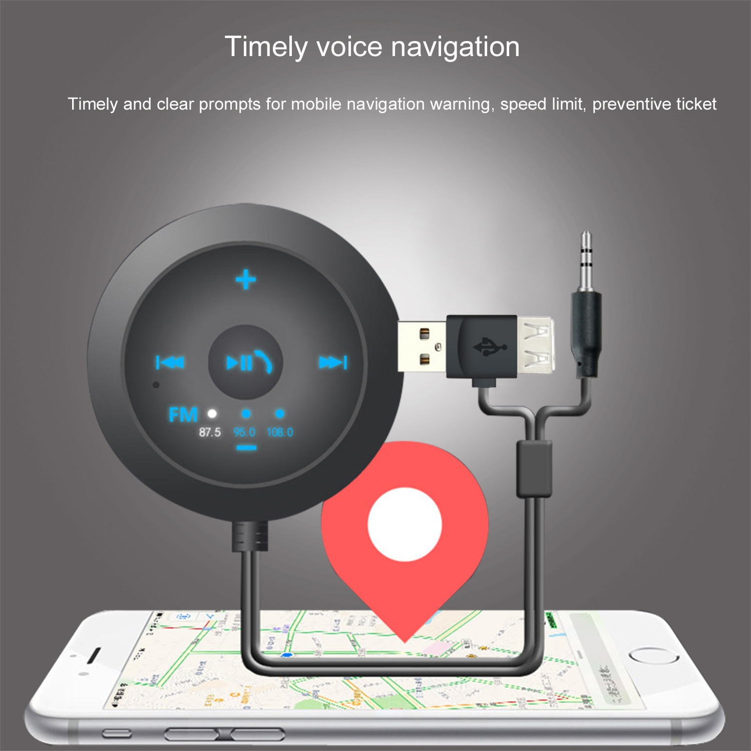 Bluetooth håndfri ledet bil aux højttaler usb power fm radio aux trådløs håndfri opkald bilsæt musik modtager adapter