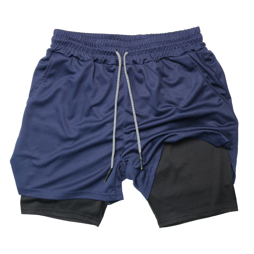Short de Fitness Double couche pour hommes, short de sport 2 en 1, séchage rapide, entraînement, Jogging, Double pont, été