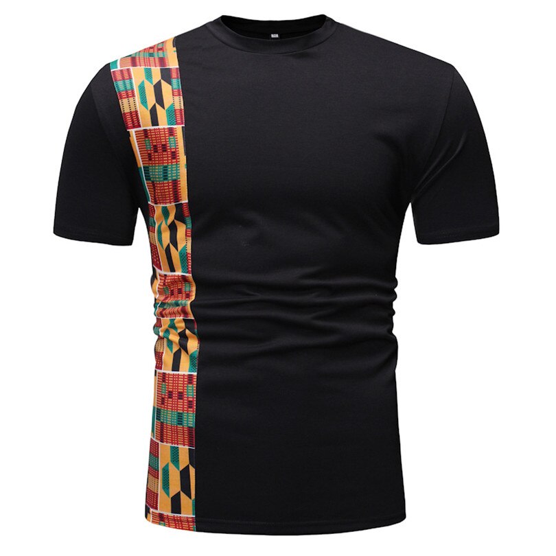 Camiseta Dashiki con estampado africano para hombre, camisa de manga corta de retazos blancos, ropa para Calle de hombre, ropa Africana informal,