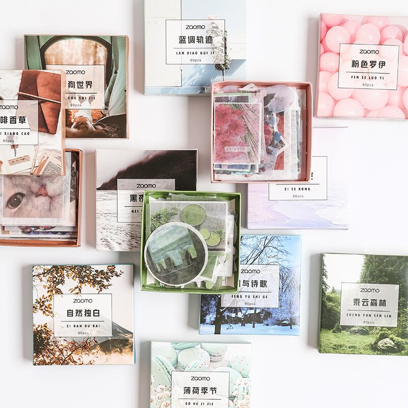 80 st/kartong färg world washi klistermärke söt stor kapacitet klistermärke väska diy journal dekorativa klistermärken scrapbooking