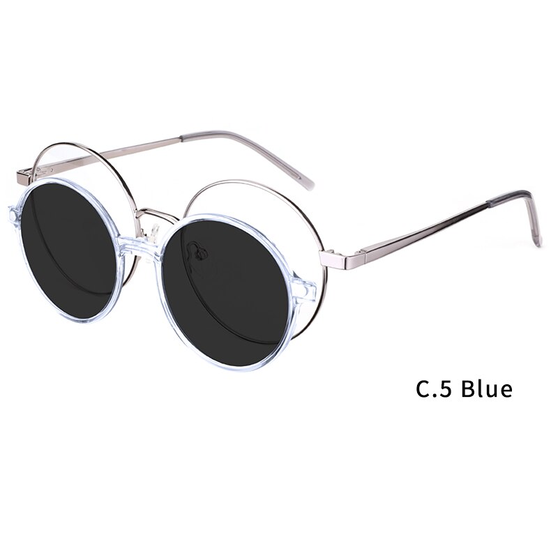 Ceofy Round Stylish Clip on Polarized Sunglasses Women Men Retro Brand Glasses Frame Magnetic Multifunction CD6816: CD6816C5