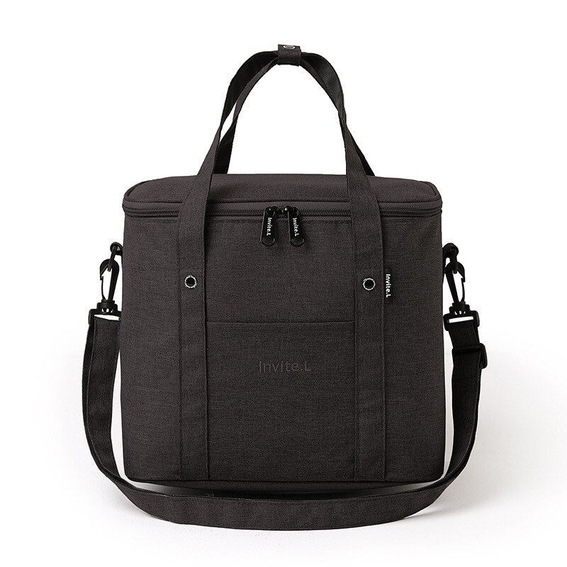 Duża na ramię torba termiczna termiczne torby na obiad dużego ciężaru izolowane torebka chłodząca przenośny piknik na świeżym powietrzu napój jedzenie piwo pojemnik robić przechowywania: czarny