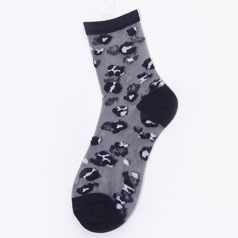 Calcetines sexys de malla de encaje para mujer, medias de rejilla de fibra mixta transparente, elástico, tobillo, hilo de red fino de leopardo, 1 par = 2 uds.