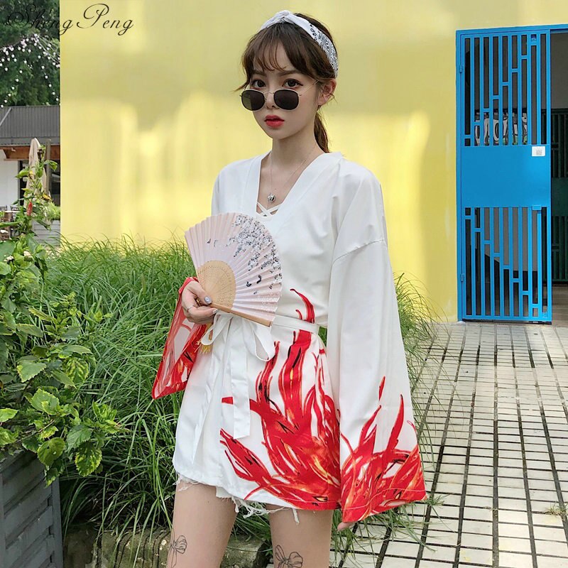 Kimono japonés tradicional Yukata nuevas mujeres Casual Anime estampado camisa ropa kimonos tradicionales hombres V1774