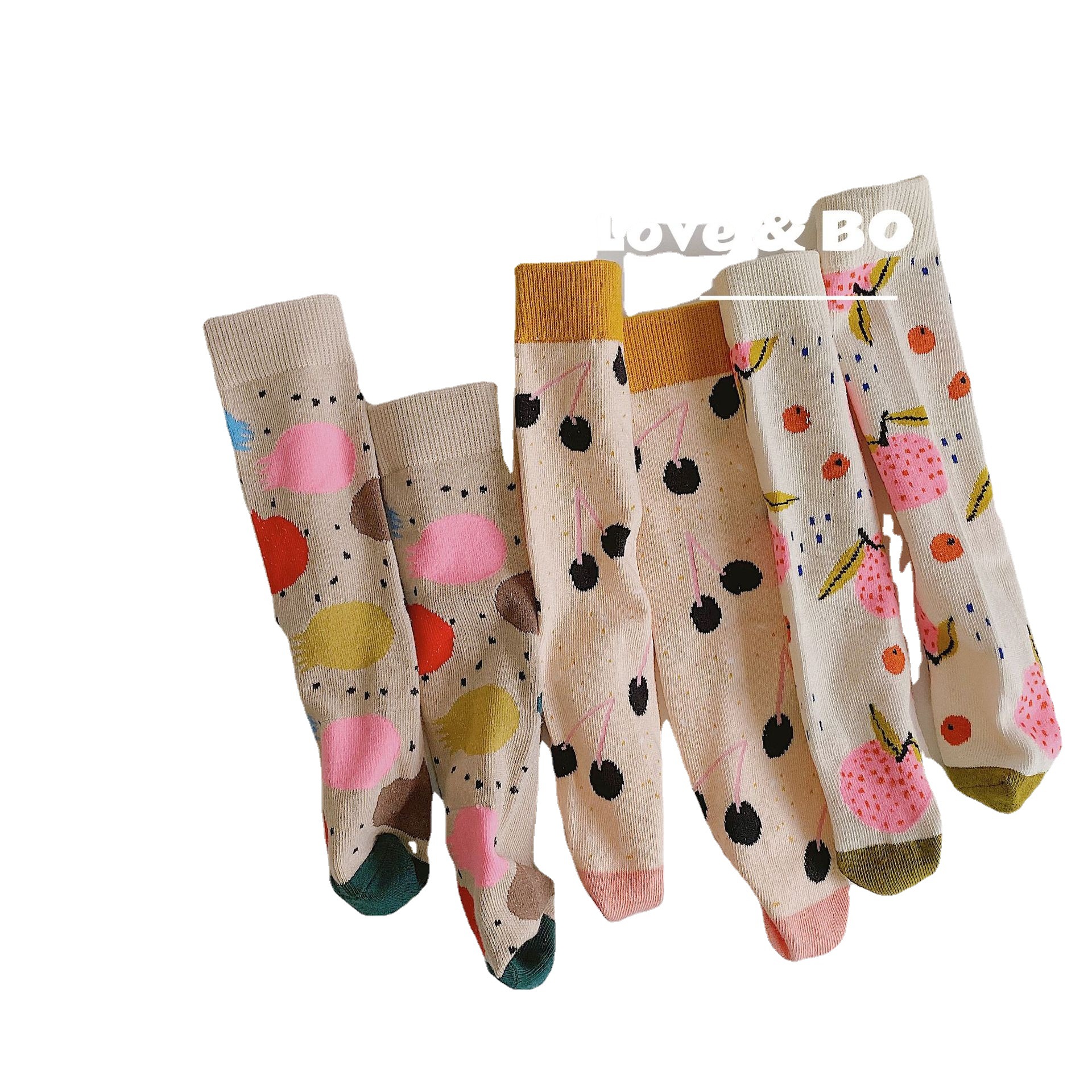 Calzini per bambini di nuova moda 3 paia frutti di cartone animato neonate calzini da principessa calzini in cotone per bambini all&#39;ingrosso